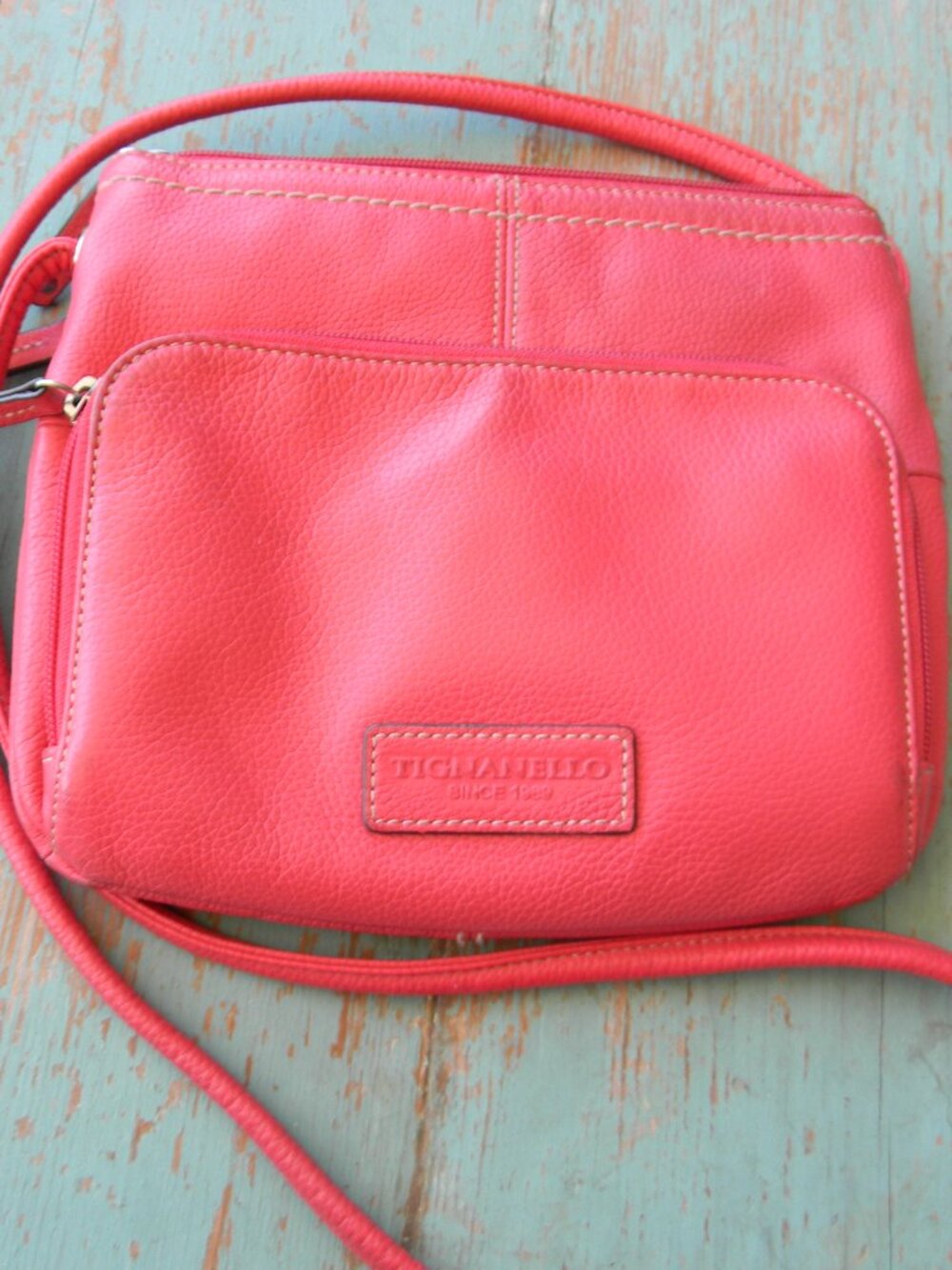 TIGNANELLO PINK PEBBLE LEATHER SMALL CROSSBODY CREDIT CARD SLOTS!
